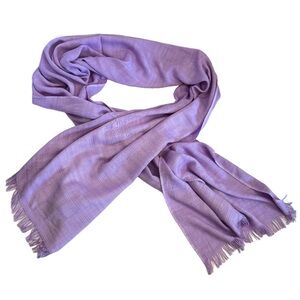 Ann Taylor LOFT Women Lavender Fringe Textured Ribbed Scarf 23"X80"~100% Rayon